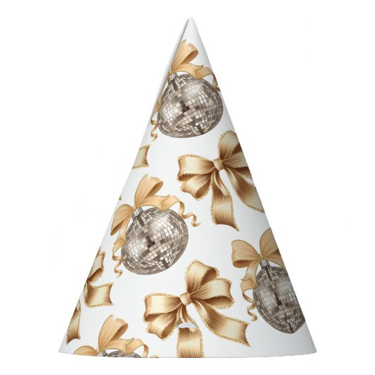 新年の金ゴールドボウ&ディスコボールパーティー帽子 パーティーハット (左)