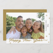 新年の金ゴールド書道写真 シーズンカード (正面/裏面)