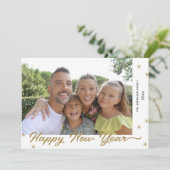 新年の金ゴールド書道写真 シーズンカード (スタンド正面)