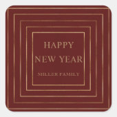 新年の金ゴールド縁ど赤 スクエアシール (正面)