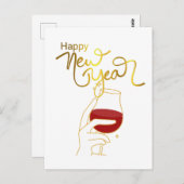 新年の金ゴールド ポストカード (正面/裏面)