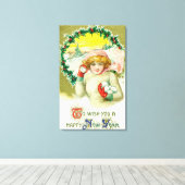 新年の雪だるま戦いを楽しみにしたい キャンバスプリント (インサイチュ (ウッドフロア))