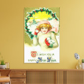 新年の雪だるま戦いを楽しみにしたい キャンバスプリント (インサイチュ (リビング))