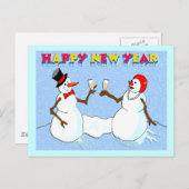 新年の雪だるま シーズンポストカード (正面/裏面)