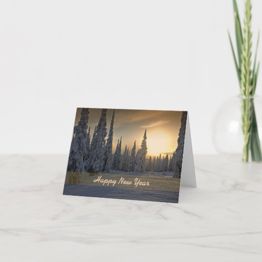 新年の雪と太陽のグリーティングカード シーズンカード (正面)