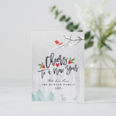 新年の雪の不思議の国へのメリークリスマスの応援 シーズンポストカード (スタンド正面)