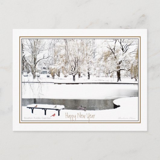 新年の静思：ボストン公共庭園 シーズンポストカード (正面)