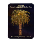 新年の願いとクリスマスパームの木をライトアップ マグネット (縦)