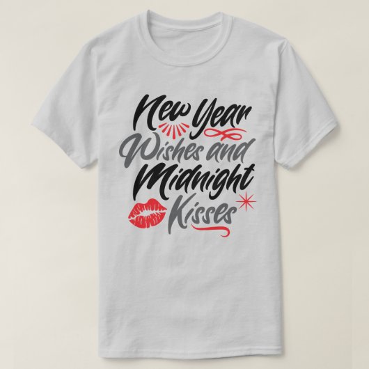 新年の願いと深夜のキススクリプトgray tシャツ (デザイン正面)