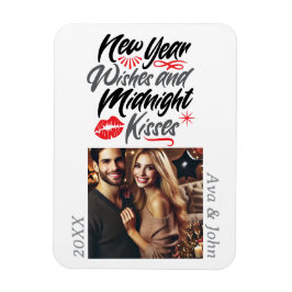 新年の願いと真夜中のキスのスクリプト写真 マグネット