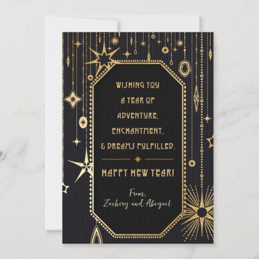 新年の願い黒い金ゴールド写真 シーズンカード (正面)