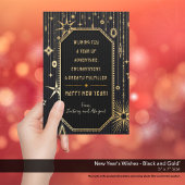 新年の願い黒い金ゴールド写真 シーズンカード