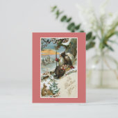 "新年の願い"のヴィンテージ シーズンポストカード (スタンド正面)