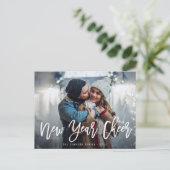 新年の願い | ブラシスクリプトのグリーティングカード ポストカード (スタンド正面)