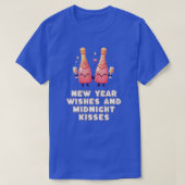 新年の願い&真夜中のキスかわいいカップル Tシャツ (デザイン正面)