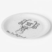 新年の魔法白黒トナカイ ペーパープレート (アングル)