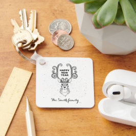 新年の魔法白黒トナカイKeychai キーホルダー