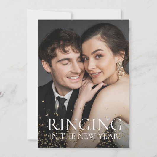 新年の鳴き声の写真を保存する 招待状 (正面)