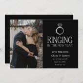 新年の鳴き声を写真で保存する 招待状 (正面/裏面)