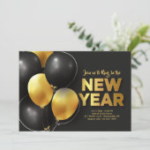 新年の黒と金ゴールド招待状 招待状 (スタンド正面)