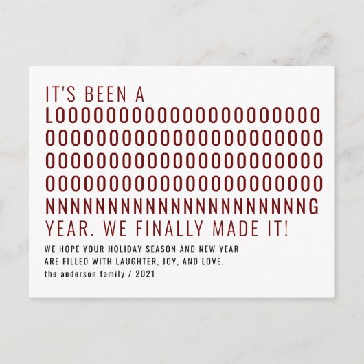 新年は長い時間がついに赤くなった ポストカード (正面)