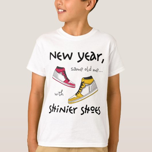 新年は、同じ古い私のシニアシューズ。 Tシャツ (正面)