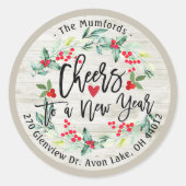 新年への応援メリークリスマスフローラアドレス ラウンドシール (正面)