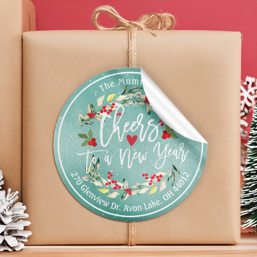 新年への応援メリークリスマスフローラアドレス ラウンドシール