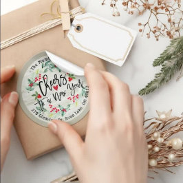 新年への応援メリークリスマスフローラアドレス ラウンドシール