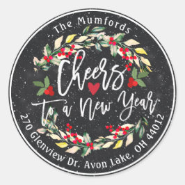 新年への応援メリークリスマスフローラアドレス ラウンドシール