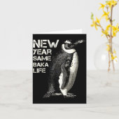 新年も同じ馬鹿ライフペンギンジョーク皮肉なメモ カード (黄色い花)
