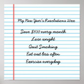 新年やる気を起こさせるの決議のカスタマイズゴール ポスター (正面)