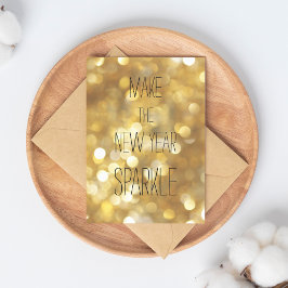 新年をスパークル金ゴールドグリッター新年 ポストカード