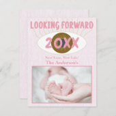 新年を楽しみに家族のお祝いピンク シーズンカード (正面/裏面)