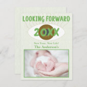 新年を楽しみに家族のお祝い緑 シーズンカード (正面/裏面)