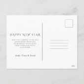 新年を祝うスクリプトのミニマルな人 シーズンポストカード (裏面)