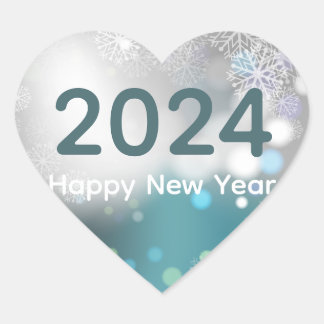 新年を祝うステッカーの雪の結晶 ハートシール