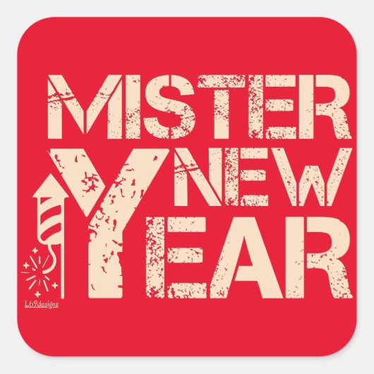 新年を祝う スクエアシール (正面)