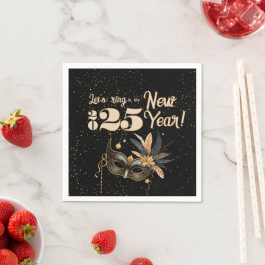 新年を祝おうグラマラスなブラックパーティー スタンダードカクテルナプキン (インサイチュ)