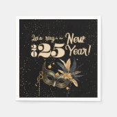 新年を祝おうグラマラスなブラックパーティー スタンダードカクテルナプキン (正面)