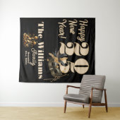 新年を祝おうグラマラスなブラックパーティー タペストリー (インサイチュ(横))