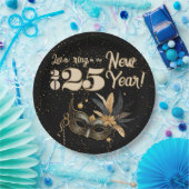 新年を祝おうグラマラスなブラックパーティー ペーパープレート (パーティー)