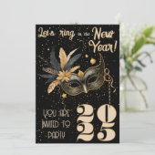 新年を祝おうグラマラスなブラックパーティー 招待状 (スタンド正面)