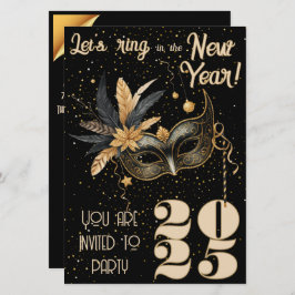 新年を祝おうグラマラスなブラックパーティー 招待状