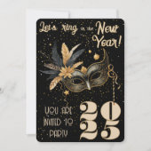 新年を祝おうグラマラスなブラックパーティー 招待状 (正面)