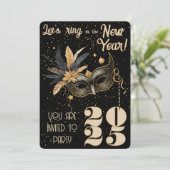 新年を祝おうグラマラスなブラックパーティー 招待状 (スタンド正面)