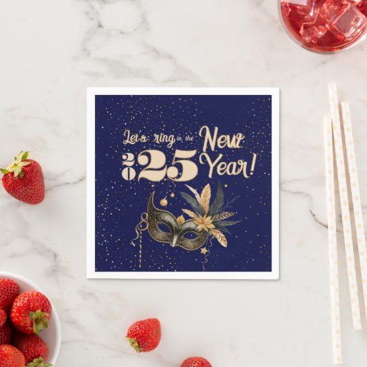 新年を祝おうグラマラスパーティーブルー スタンダードカクテルナプキン (インサイチュ)