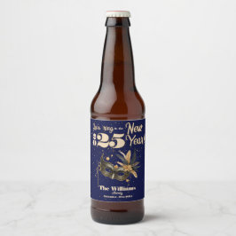 新年を祝おうグラマラスパーティーブルー ビールラベル