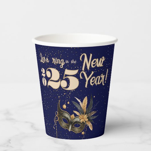 新年を祝おうグラマラスパーティーブルー 紙コップ (正面)
