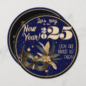 新年を祝おうパーティーグラマラスなブルーブラック (正面/裏面)